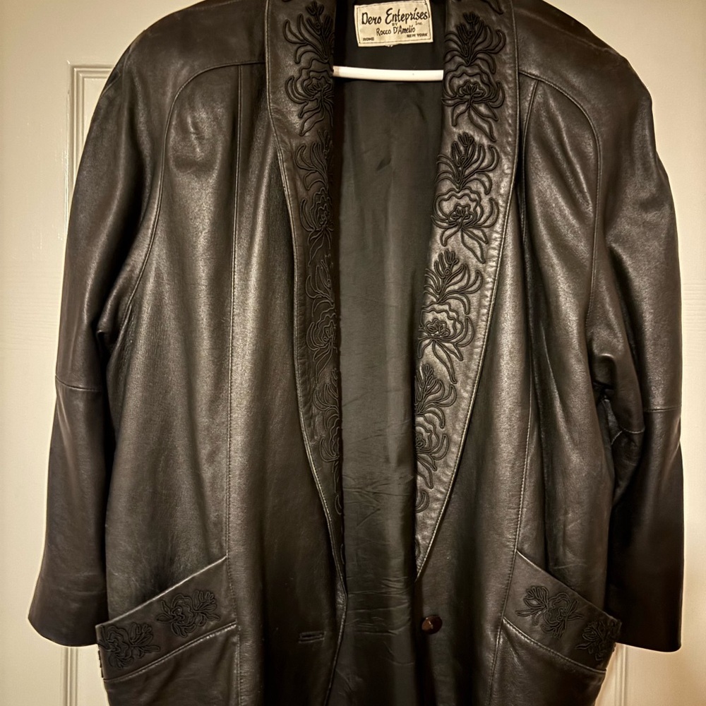 1980s Dero Enterprises by Rocco D'Amelio Black Leather Jacket XL
